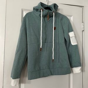 Wanakome -like teal and white hoodie women’s small